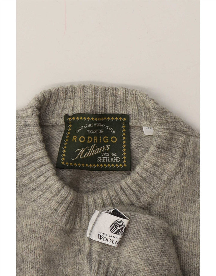 Rodrigo Herren-Pullover mit Rundhalsausschnitt, IT 52, große graue Wolle