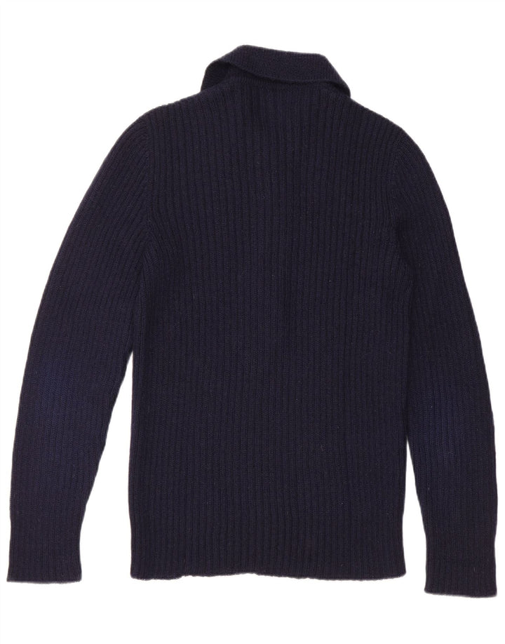 Vintage Herren Rollkragenpullover Pullover Klein Marineblau