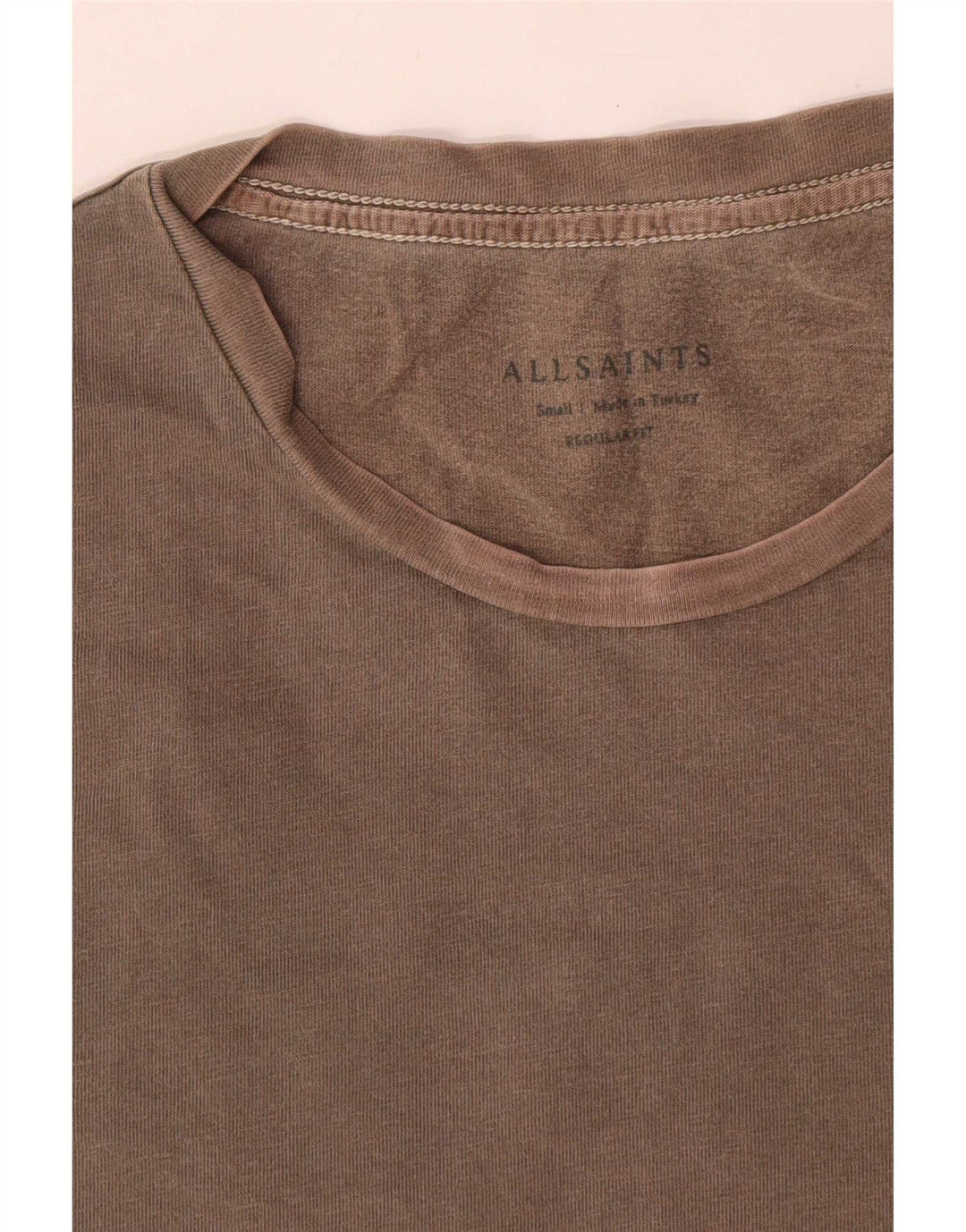 All Saints Herren-T-Shirt mit normaler Passform, klein, braun, Baumwolle