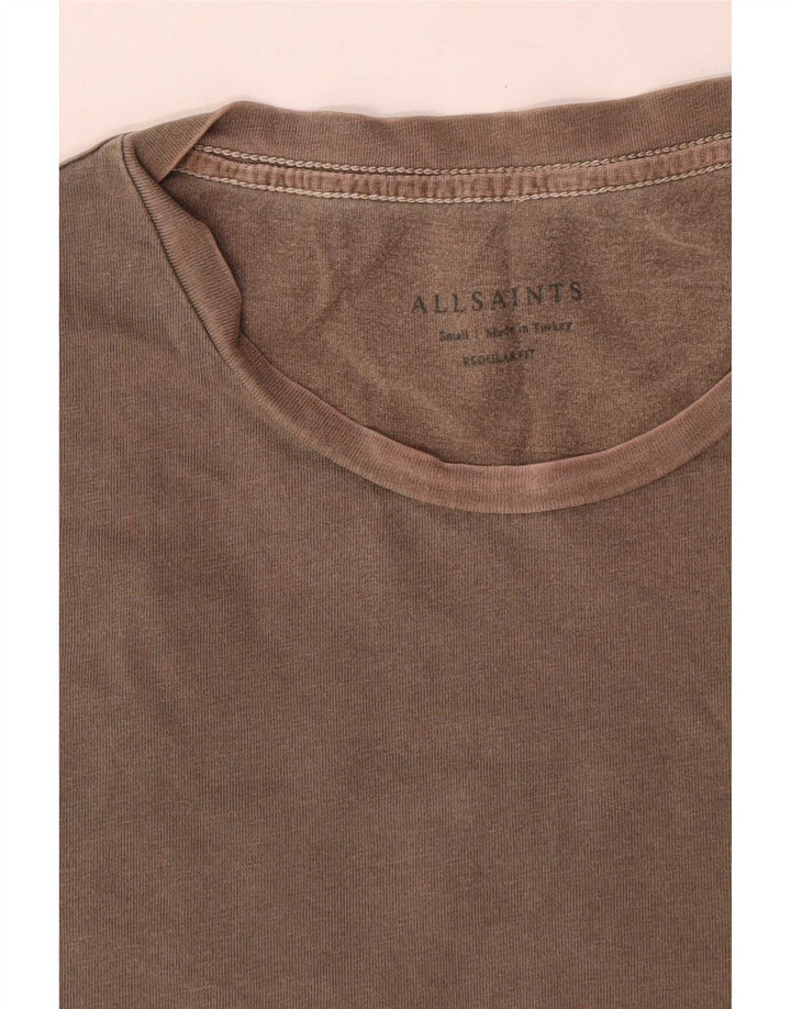All Saints Herren-T-Shirt mit normaler Passform, klein, braun, Baumwolle