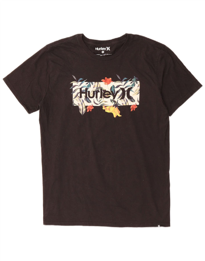 Hurley Herren Grafik-T-Shirt-Oberteil aus mittelschwarzer Baumwolle