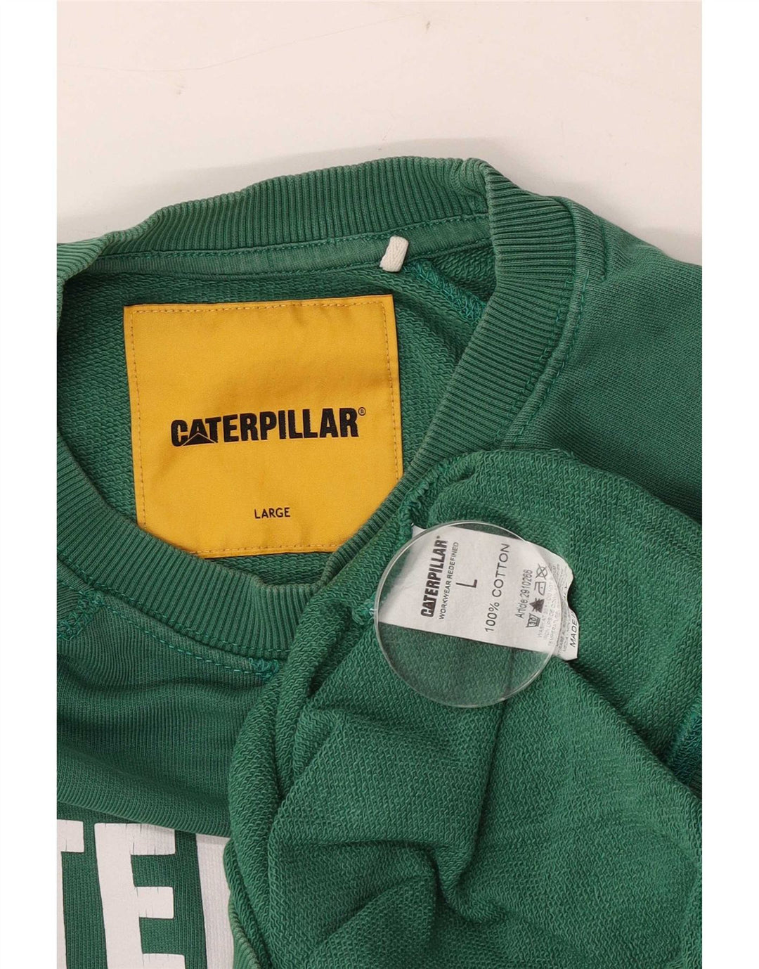 Caterpillar Herren-Sweatshirt mit grafischem Motiv, groß, aus grüner Baumwolle