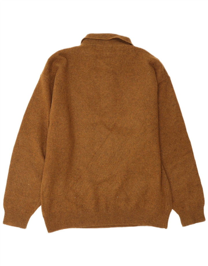 VINTAGE Herren Rollkragenpullover Pullover IT 48 Small Brown Argyle/Diamond