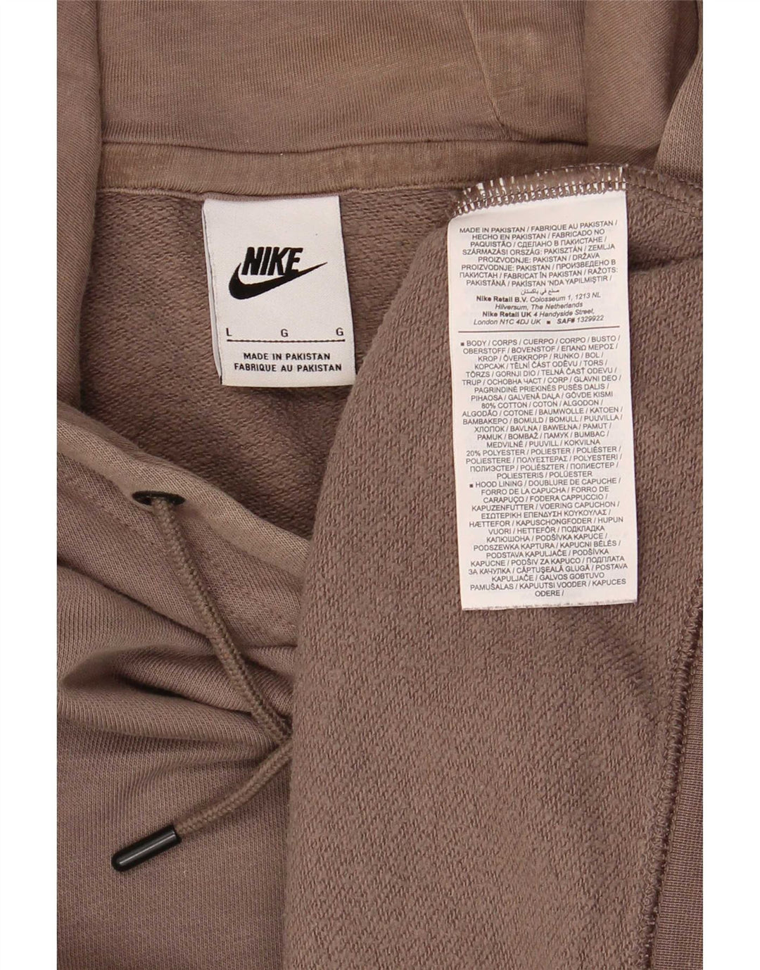 Nike Herren Kapuzenpullover, groß, braune Baumwolle