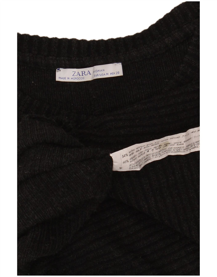Zara Damen-Pullover, bauchfrei, übergroß, U-Boot-Ausschnitt, Gr. 14, Mittelgrau