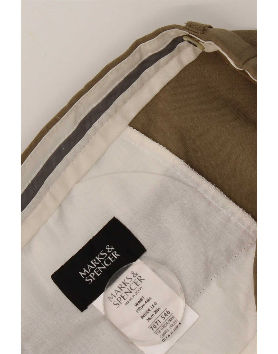 Marks & Spencer Herren-Anzughose mit Pegged-Anzug, W44, L29, beige, Polyester