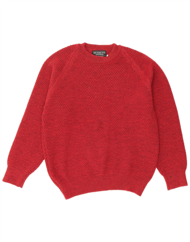 RICHMOND Herren-Pullover mit Rundhalsausschnitt, mittelrote Schurwolle