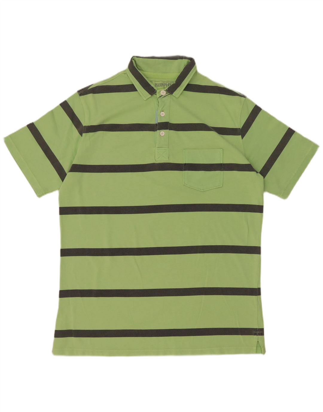 Murphy & Nye Herren Poloshirt XL grün gestreift aus Baumwolle