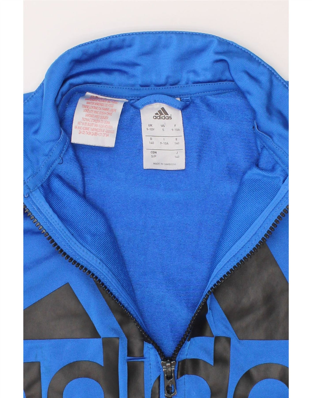 ADIDAS Boys Graphic Tracksuit Top Jacket 9-10 Years Blue Colourblock Vintage Adidas and Second-Hand Adidas from Messina Hembry 