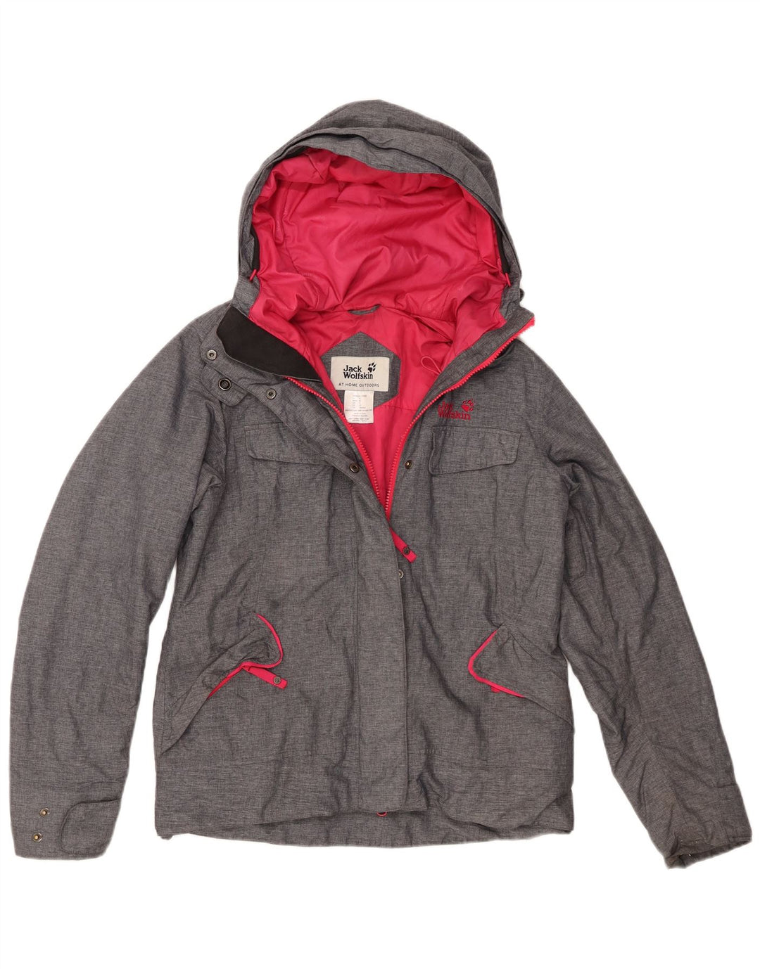 Jack Wolfskin Damen-Windbreakerjacke mit Kapuze, UK 10, Größe S, grau, Polyester