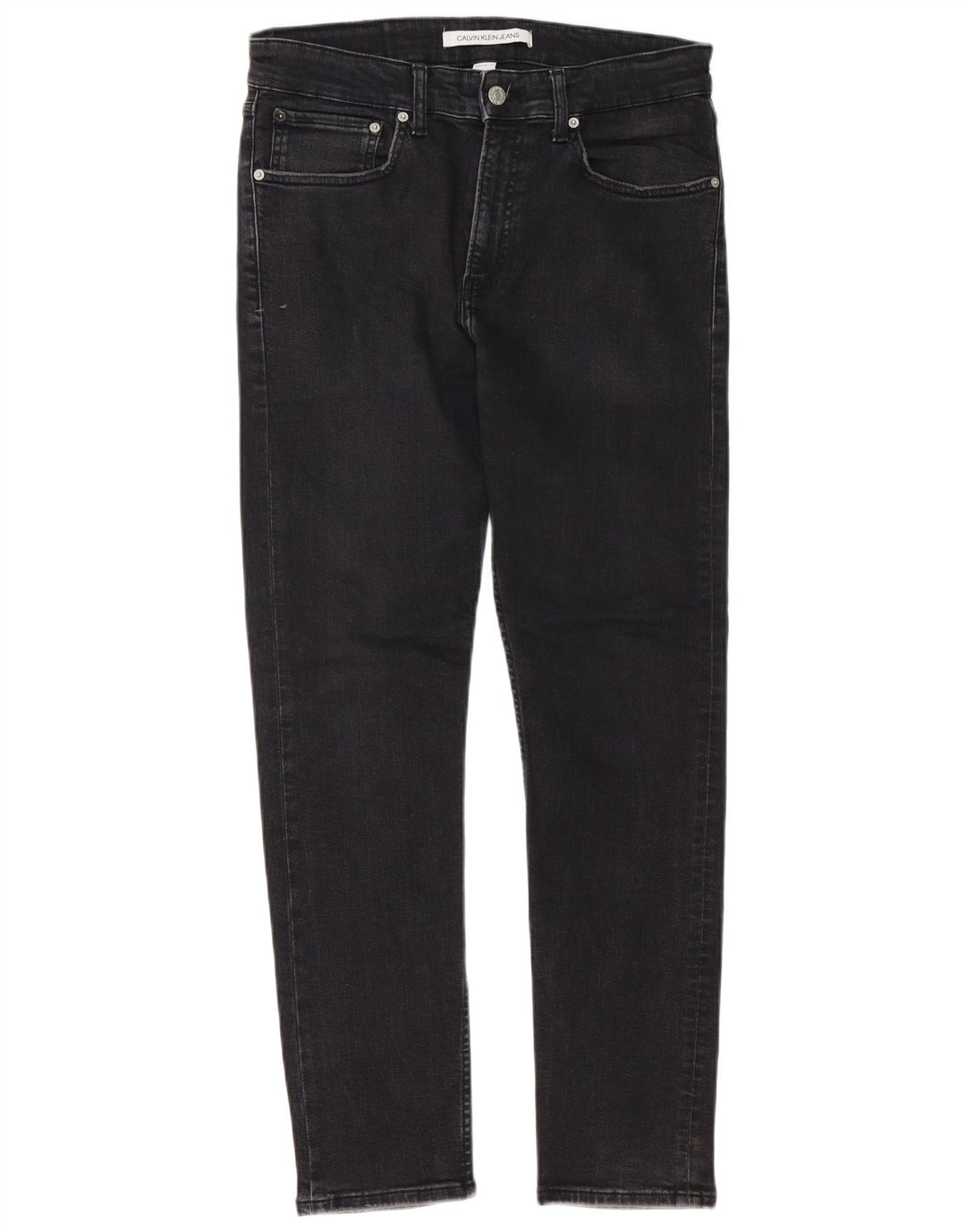 Calvin Klein Herren Slim Jeans W32 L30 Schwarze Baumwolle