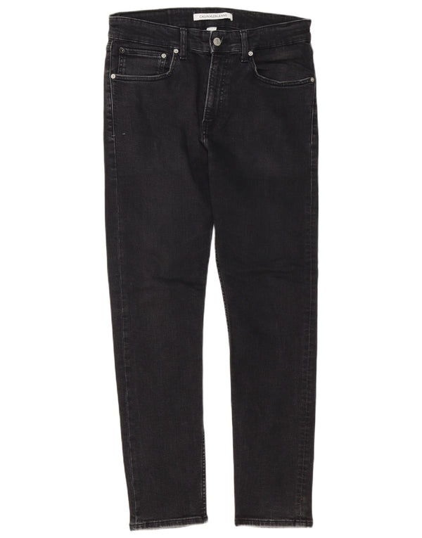 Calvin Klein Herren Slim Jeans W32 L30 Schwarze Baumwolle