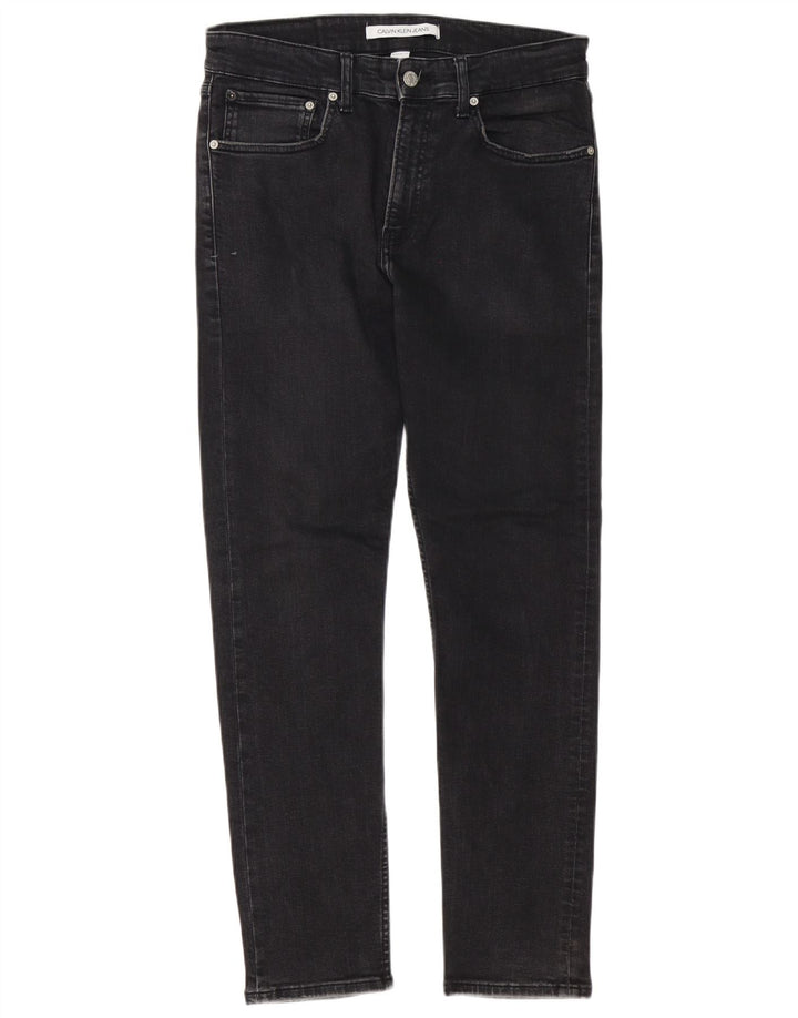 Calvin Klein Herren Slim Jeans W32 L30 Schwarze Baumwolle