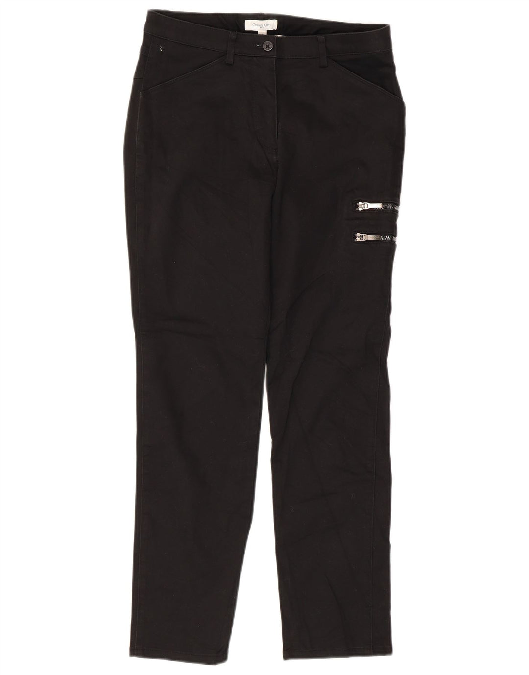 CALVIN KLEIN Damen Slim Cargohose US 9 Medium W28 L26 Schwarze Baumwolle