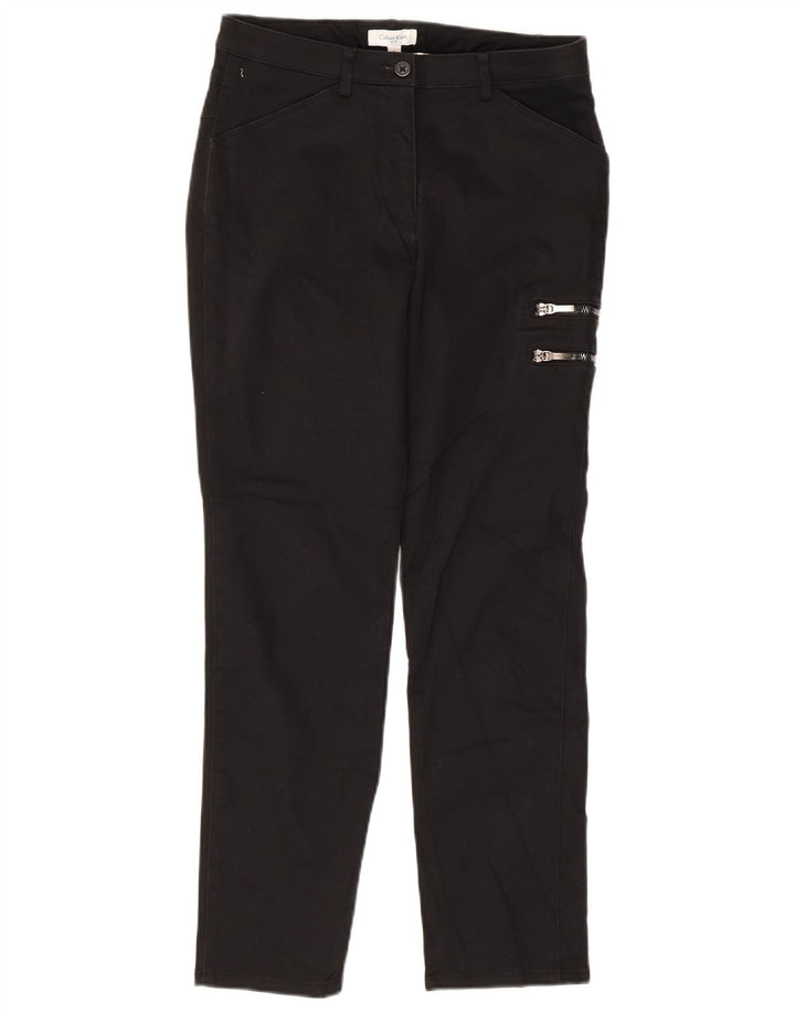 CALVIN KLEIN Damen Slim Cargohose US 9 Medium W28 L26 Schwarze Baumwolle