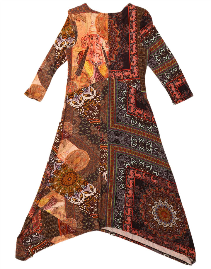 Desigual Damen Maxikleid mit 3/4-Ärmeln, UK 14, Größe L, mehrfarbig, Viskose