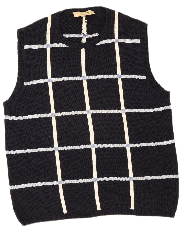 Massino Rebecchi Herren Alpha Vest Tank Top IT 50 Medium Navy Blue Geometrisch