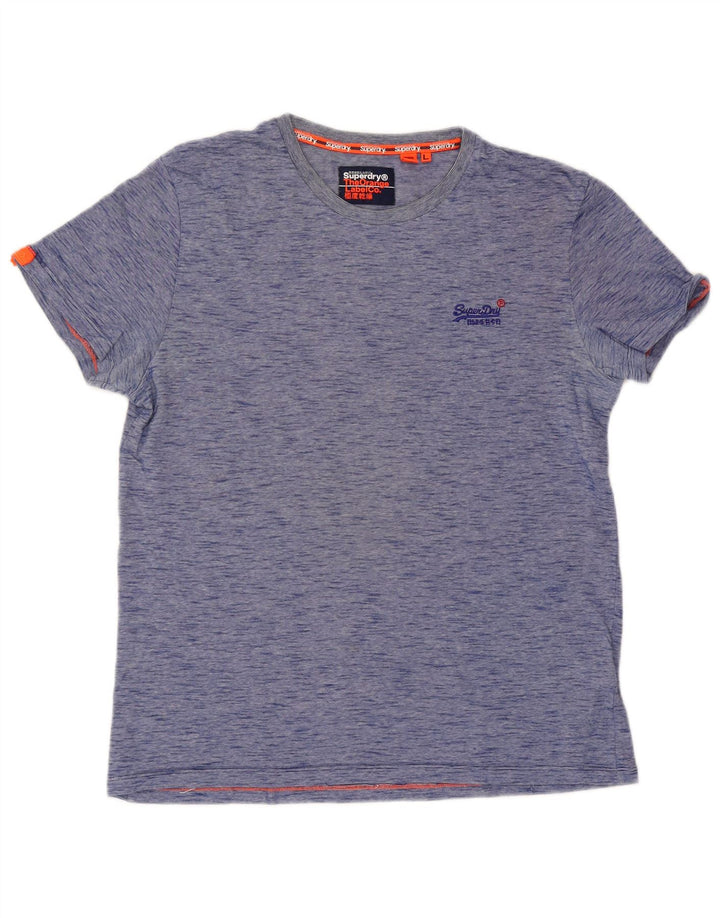 Superdry Herren-T-Shirt-Oberteil, groß, blau gefleckte Baumwolle