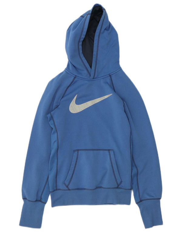 Nike Womens Graphic Hoodie Pullover UK 10 Small Blau Polyester