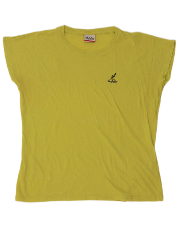 AUSTRALIAN L'ALPINA Damen T-Shirt Top UK 16 Large Gelb