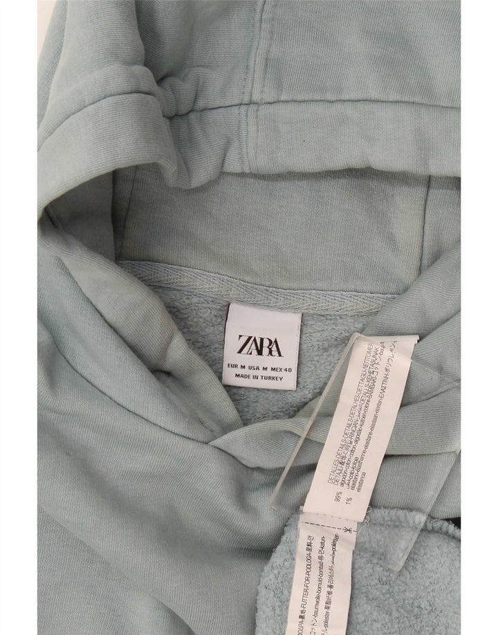 Zara Herren Kapuzenpullover Mittelblaue Baumwolle