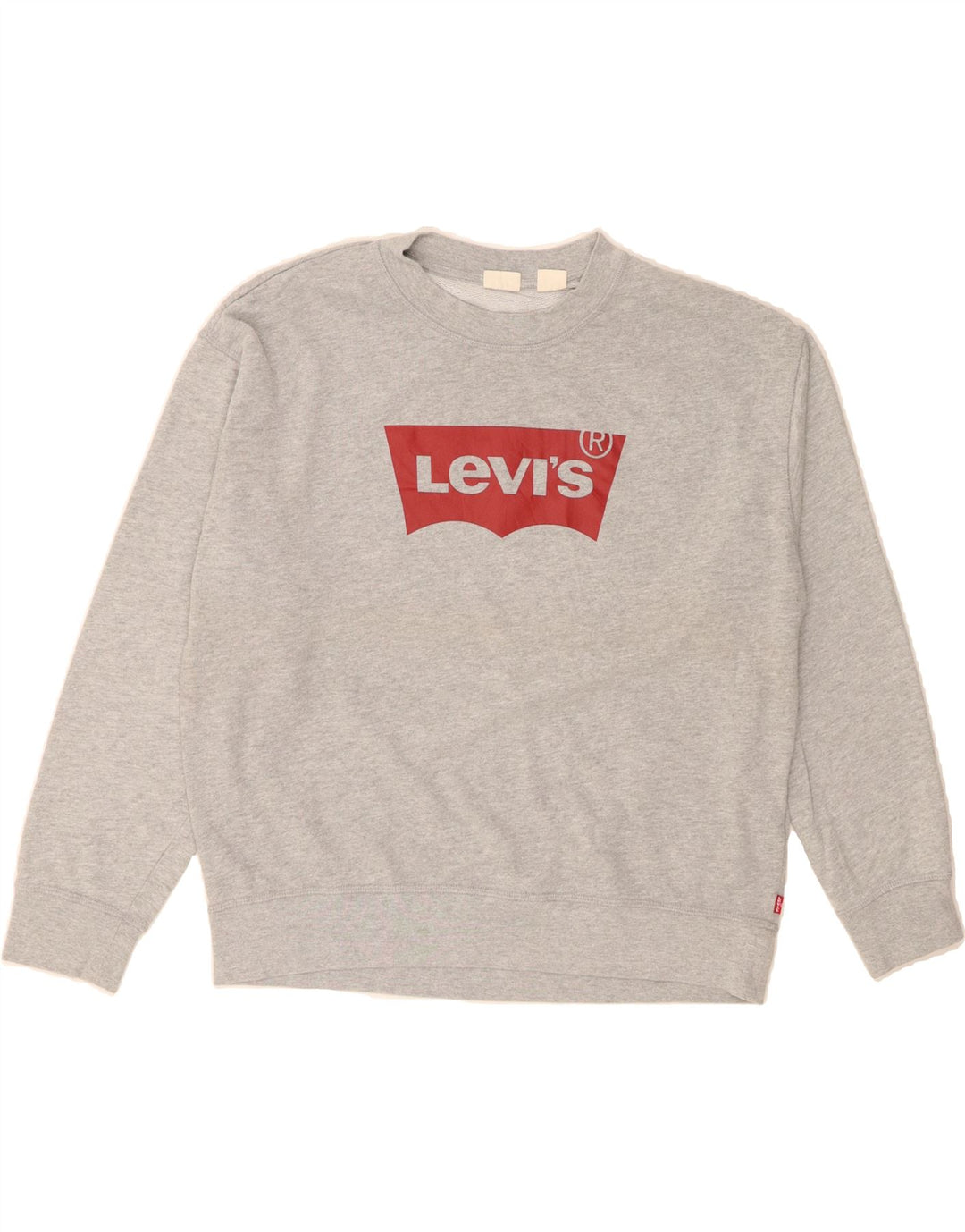 LEVI'S Womens Graphic Sweatshirt Jumper UK 16 Large Grey Cotton Vintage Levi's and Second-Hand Levi's from Messina Hembry 