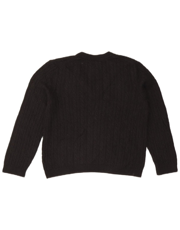 TOMMY HILFIGER Damen-Pullover mit V-Ausschnitt, UK 14, Mittelschwarzes Nylon