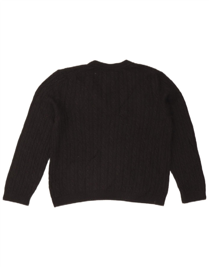 TOMMY HILFIGER Damen-Pullover mit V-Ausschnitt, UK 14, Mittelschwarzes Nylon