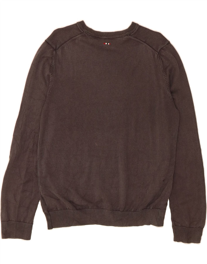 NAPAPIJRI Mens Boat Neck Jumper Sweater Small Grey Cotton Vintage Napapijri and Second-Hand Napapijri from Messina Hembry 