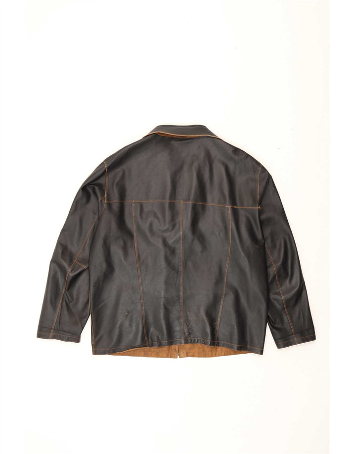 Vintage Herren Wende-Lederjacke EU 56 3XL Braun