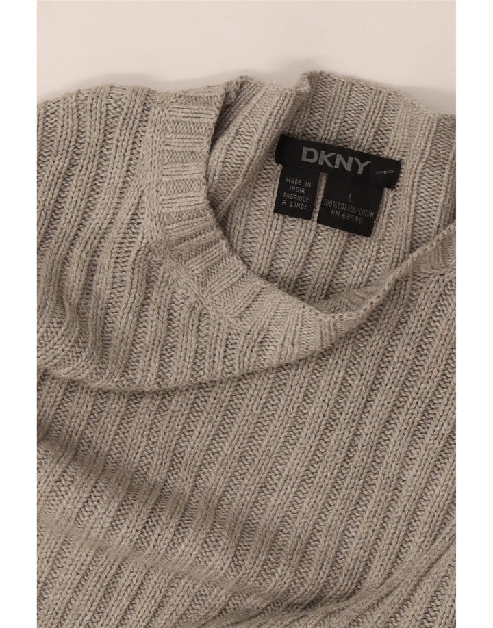 DKNY Damen-Pullover mit U-Boot-Ausschnitt, UK-Gr. 16, Größe L, Grau, Baumwolle