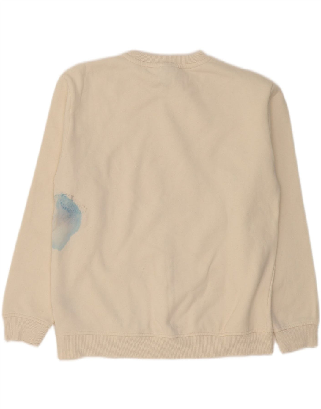 ELLESSE Womens Graphic Sweatshirt Jumper UK 16 Large Off White Cotton