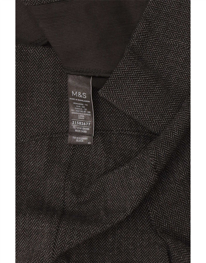 Marks & Spencer Damen-Leggings, UK 14, Größe L, schwarze Viskose mit Fischgrätenmuster