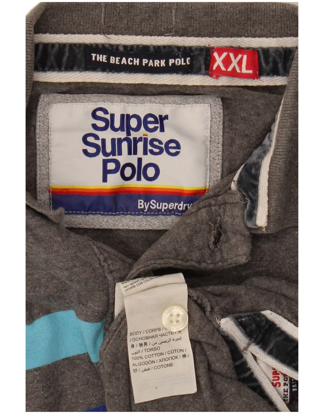 Superdry Herren-Poloshirt mit Grafik, 2XL, grau gestreift, Baumwolle