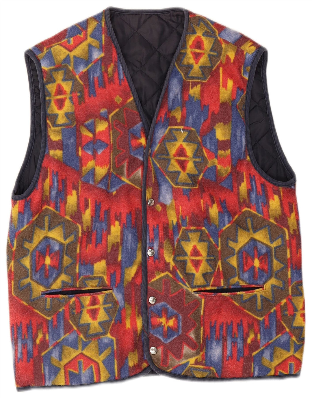 Vintage Herren Wendeweste UK 38 Mittelrot Geometrisch