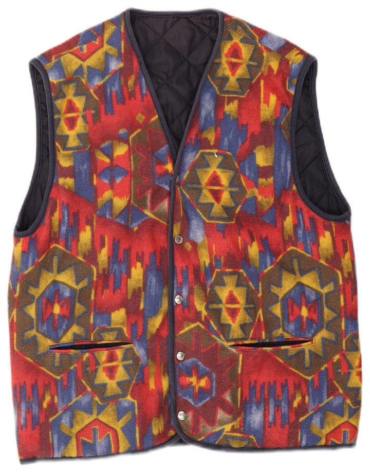 Vintage Herren Wendeweste UK 38 Mittelrot Geometrisch
