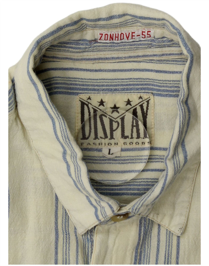 VINTAGE Herren Kurzarmhemd groß blau gestreift