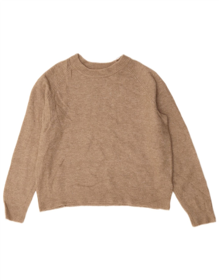 Zara Damen-Pullover mit U-Boot-Ausschnitt, UK 14, mittelbeigefarbenes Polyamid