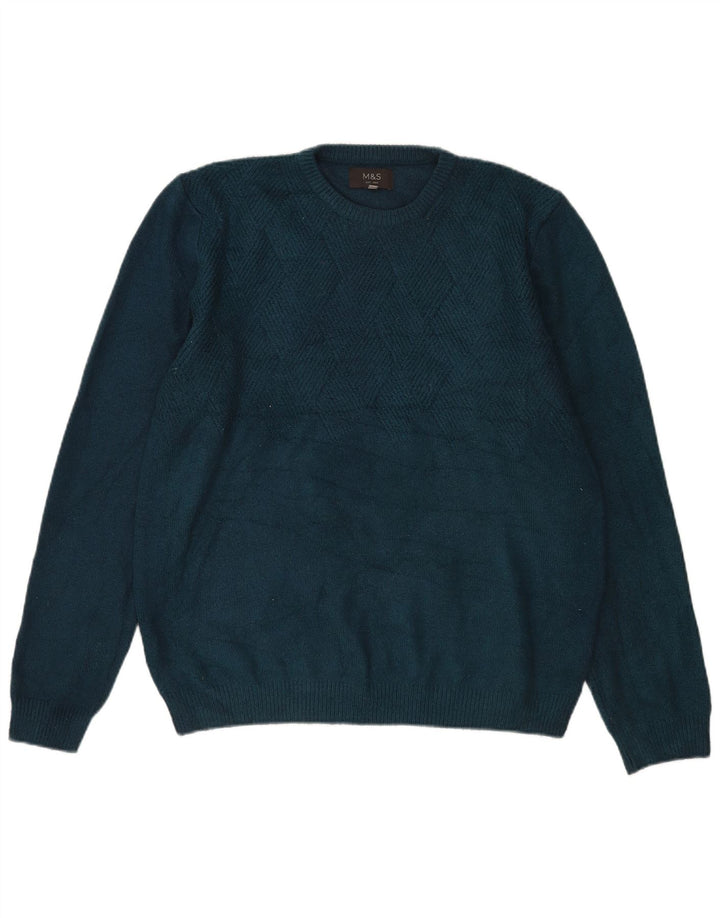 Marks & Spencer Herren-Pullover mit Rundhalsausschnitt, Größe L, Acryl, Blau