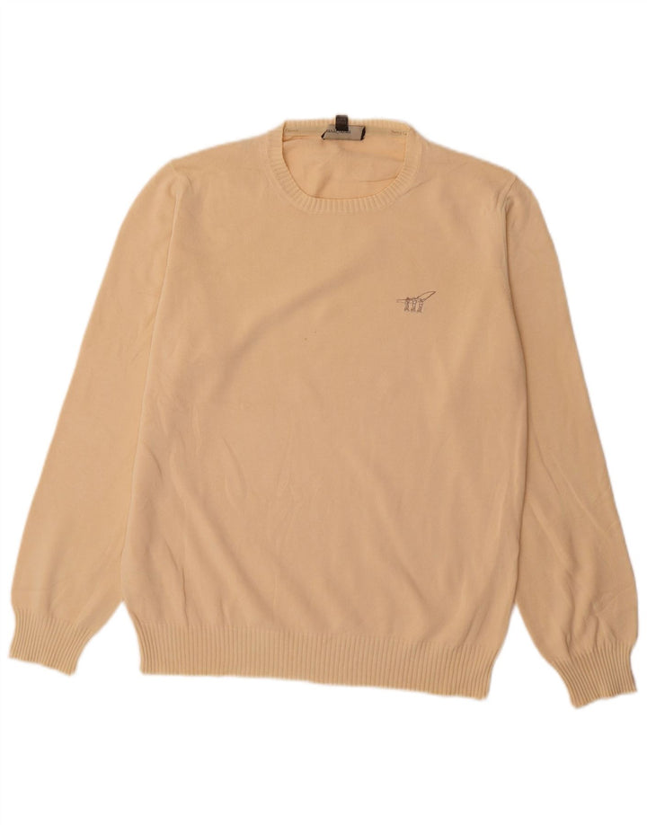 Henry Cottons Herren-Pullover mit Rundhalsausschnitt, mittelbeige Baumwolle
