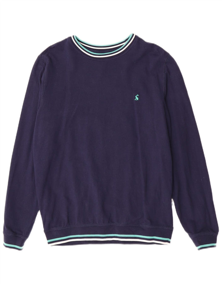 Joules Herren-Sweatshirt-Pullover aus mittelblauer, gestreifter Baumwolle