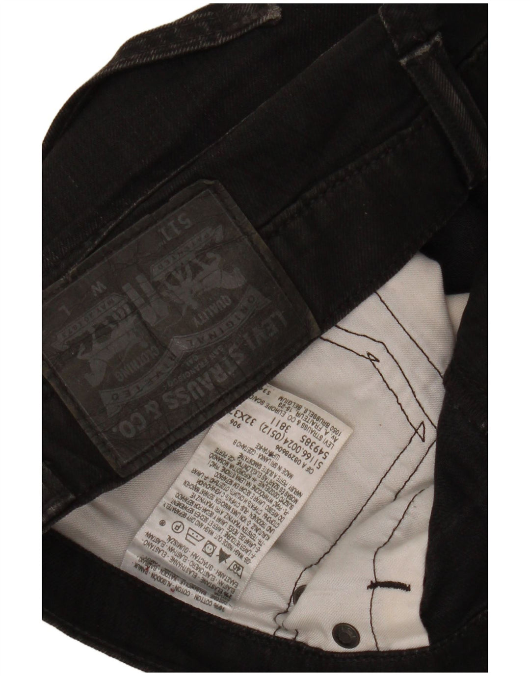 LEVI'S Damen 511 Slim Jeans W32 L30 Schwarze Baumwolle