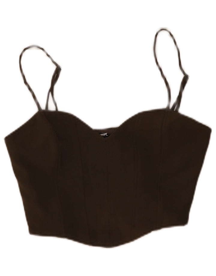 Zara Damen Crop Cami Top UK 12 Mittelbraun