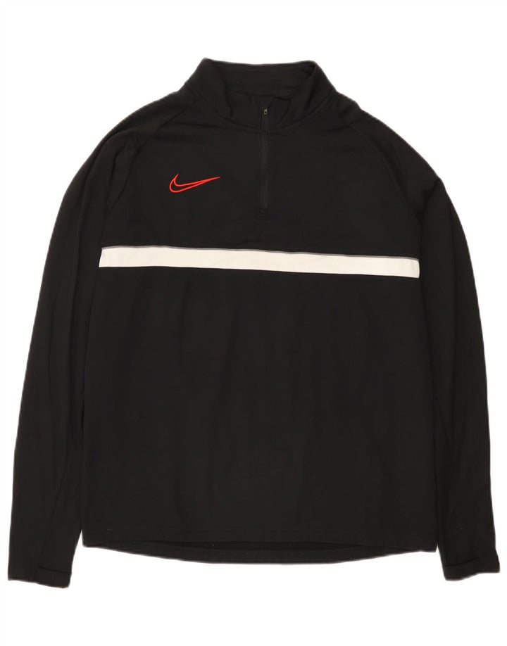 Nike Herren Dri Fit Pullover-Trainingsanzugoberteil mit Reißverschluss, Mittelschwarz, Farbblock