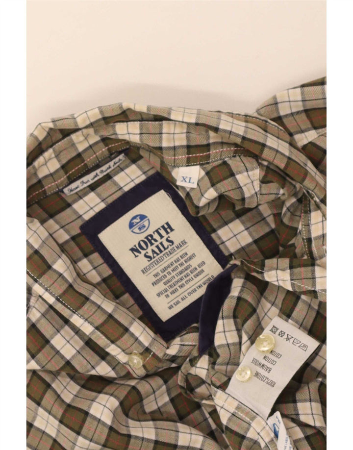 North Sails Herrenhemd XL Khaki Plaid Baumwolle
