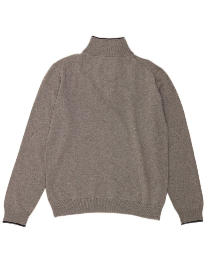 Gant Herren-Pullover mit Reißverschluss am Hals, groß, aus grauer Baumwolle