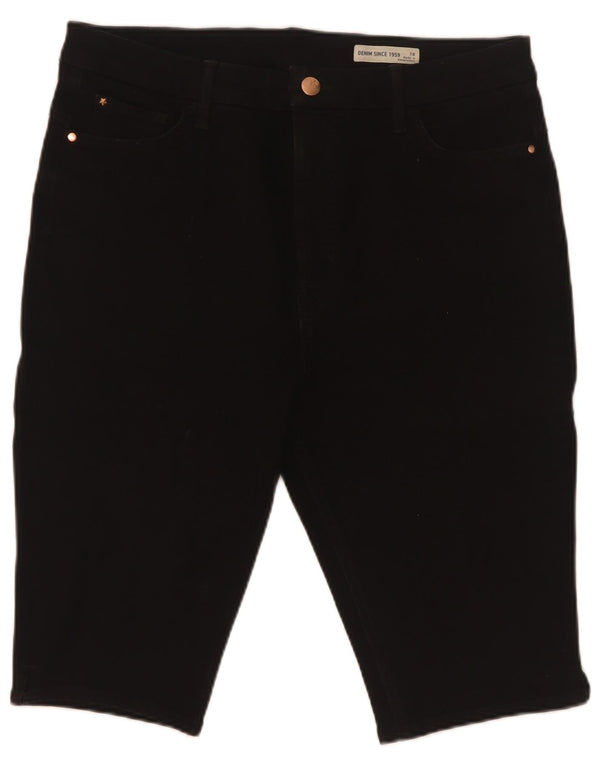 Marks & Spencer Damen Bermuda Casual Shorts UK 16 Large W34 Schwarze Baumwolle