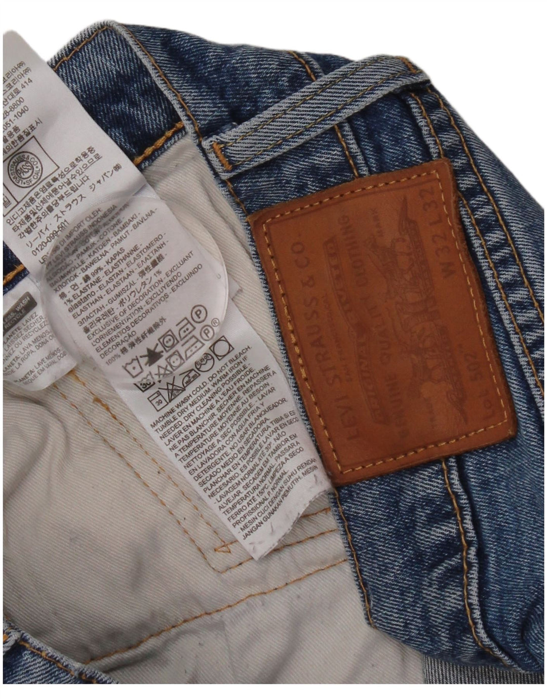 Levi's Herren 502 Straight Jeans W32 L32 Blaue Baumwolle