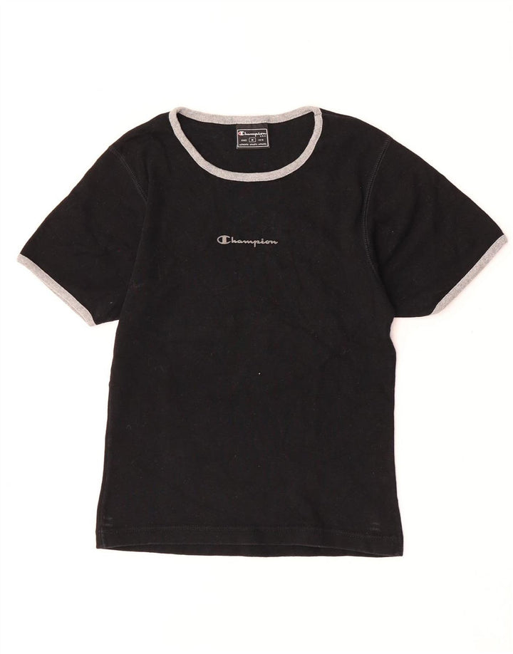 Champion Damen T-Shirt Top UK 12 Medium Schwarz Baumwolle