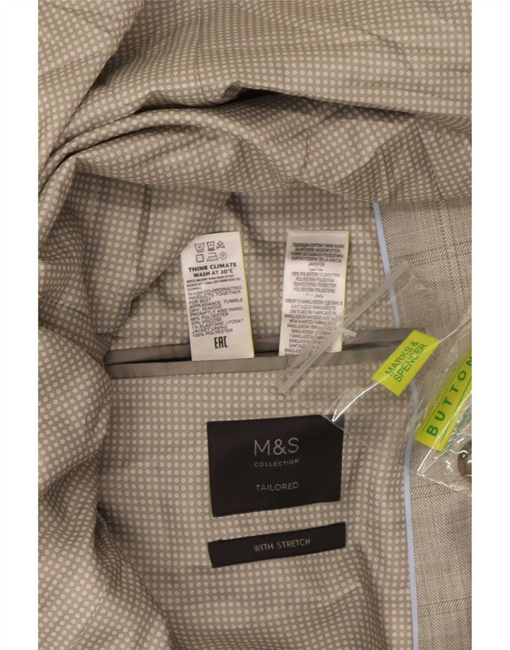 Marks & Spencer Maßgeschneiderte Herren-Blazerjacke mit 2 Knöpfen, Gr. 42, groß, grau kariert